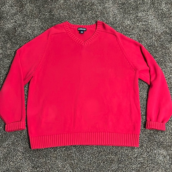 Lands’ End men’s v-neck red knit sweater, XL - Picture 1 of 6